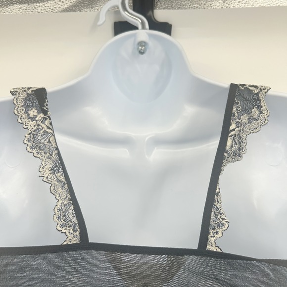 Gilligan O'Malley Womens Black Mesh Lace Trim Y2K Coquette Fairycore Cami Top M - Picture 6 of 7